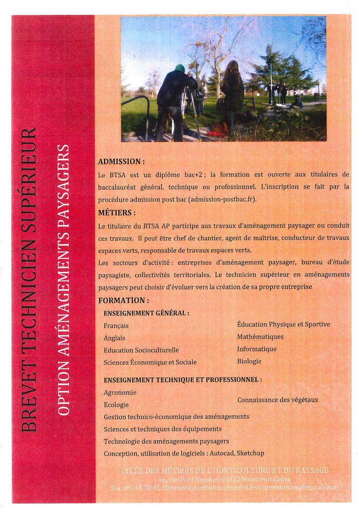 Bts Amenagements Paysagers Lmhp Lycee Des Metiers De L Horticulture Et Du Paysage Jeanne Baret